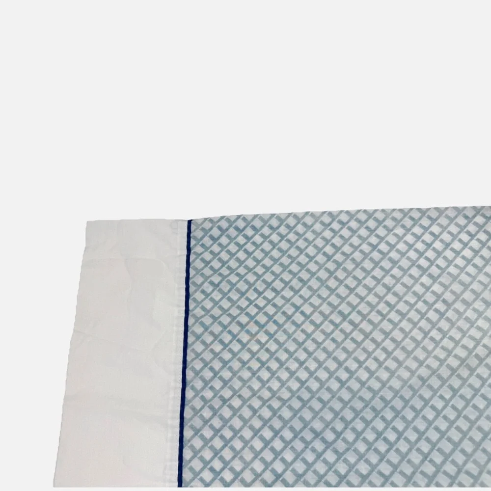 2 VIntage King-Sized Pillowcases Blue White Cotton Printed Bedding Pair Pattern